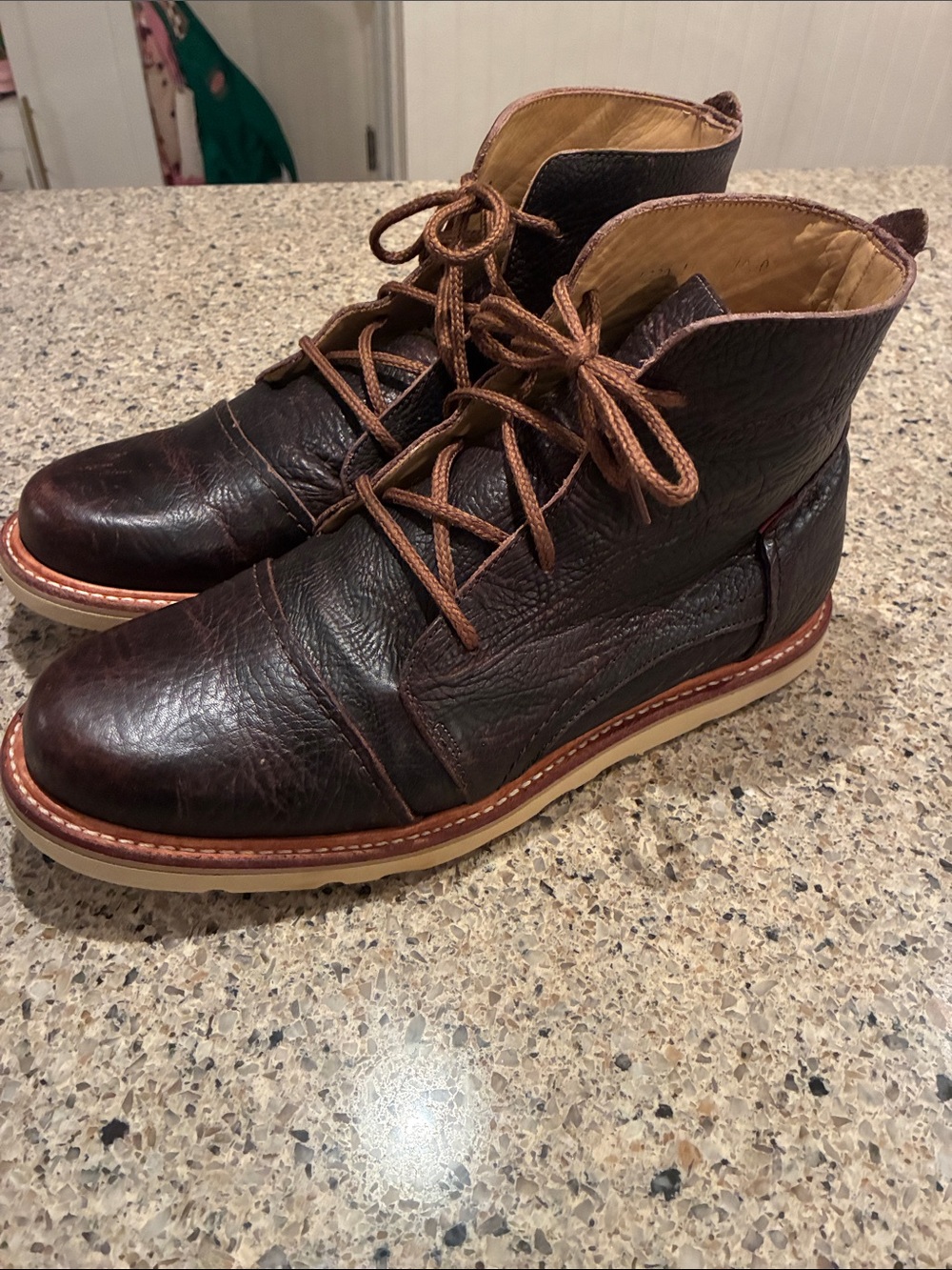 Men's 11 Oliberte Distressed Brown Leather Lace-Up Boots
